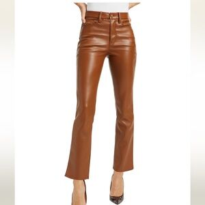 Good American Brown Boot Cut Leather Pants